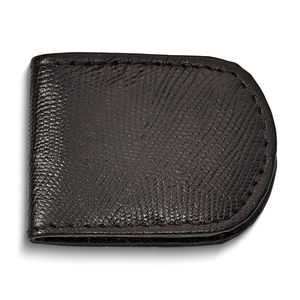 Gentleman's Gifts Black Leather Lizard Grain Magnetic Men's Gifts Money Clip